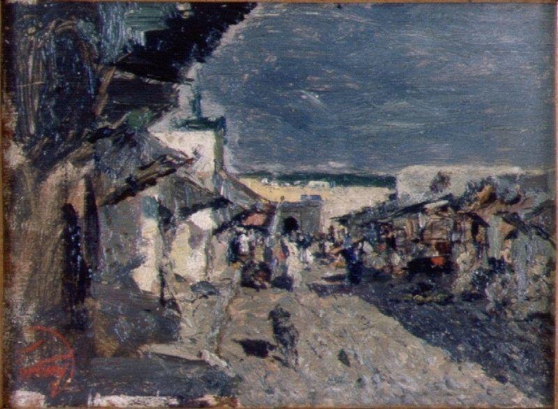 Maria Fortuny i Marsal Mercat i cases oil painting image